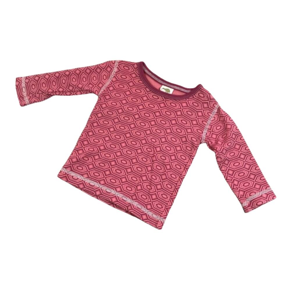 Kiwi Industries Girls Top Size 6-12 Months Pink Topaz Diamond‎ Print Organic